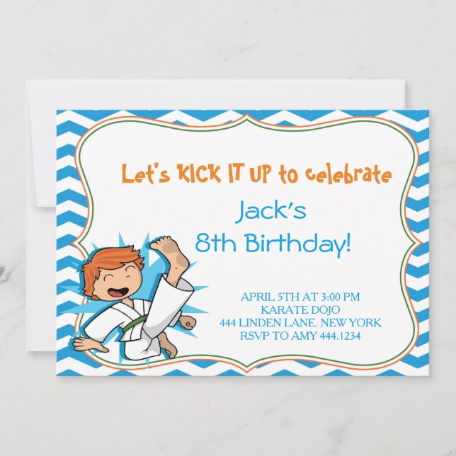 Boy Karate Martial Arts Birthday Party Invitations (Front)