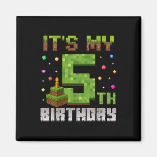 Boy Kid Birthday Party It's My 5th Birthday Gamer Magnet