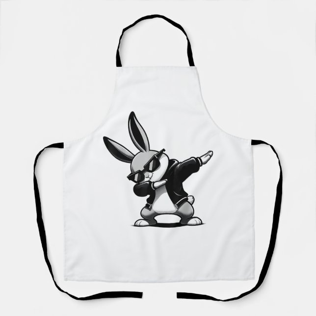Boy Kid Easter Day Dabbing Bunny Rabbit Hip Hop Ea Apron (Front)