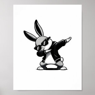 Boy Kid Easter Day Dabbing Bunny Rabbit Hip Hop Ea Poster