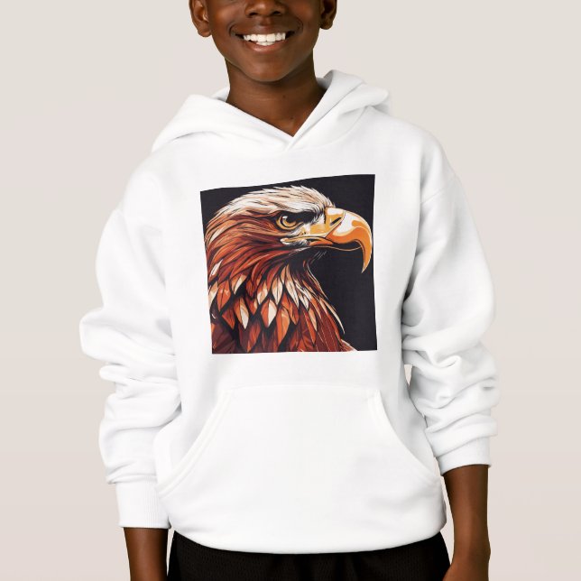 Boy Kids Pullover Print Eagle Hoodies (Front)