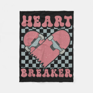 Boy Kids Valentines Heartbreaker Skateboard Skatin Fleece Blanket