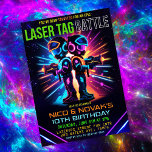 Boy Laser Tag Birthday Invitation<br><div class="desc">Boy Laser Tag Birthday Children Child Kids Sibling Twin Dual Party Arcade and Laser Tag Lazer Tag Neon Party Laser Tag Birthday Invitation</div>