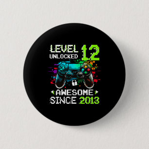 Boy Level 12 Unlocked Video Game 12th Birthday  6 Cm Round Badge