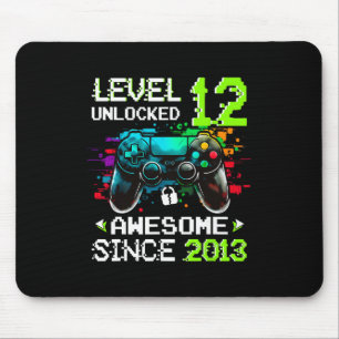 Boy Level 12 Unlocked Video Game 12th Birthday Mouse Pad