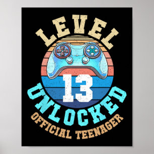 Boy Level 13 Unlocked Video Game 13th Birthday 1 Poster