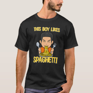 Boy Likes Spaghetti Italian Noodles Food Chef T-Shirt