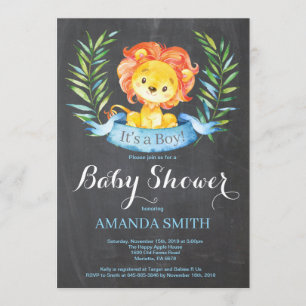 Boy Lion Baby Shower Invitation Chalkboard