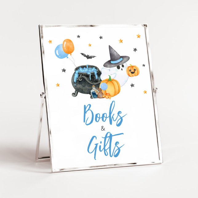 Boy Little Boo Ghost Baby Shower Books and Gifts Poster (Ghost Halloween Baby Shower
Books and Gifts Sign)