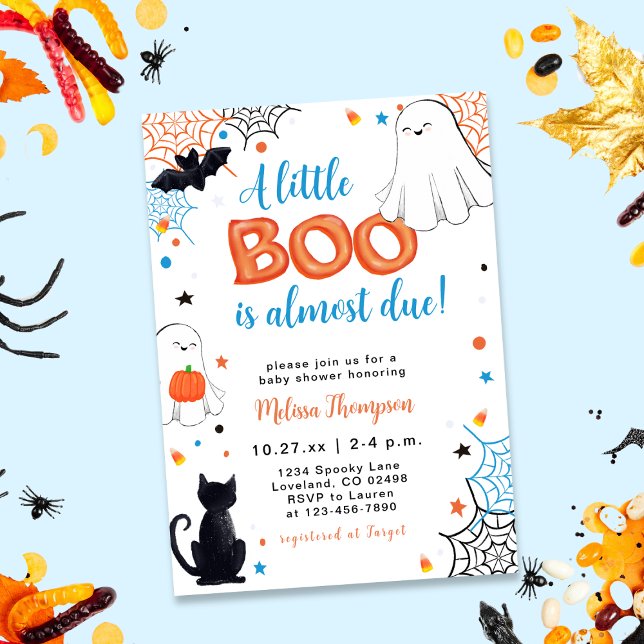Boy Little Boo Ghost Halloween Baby Shower Invitation (Creator Uploaded)
