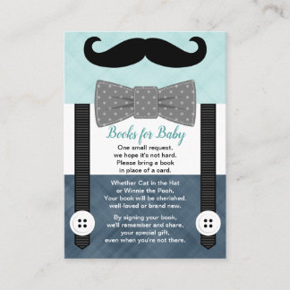 boy little man moustache mint navy book request enclosure card