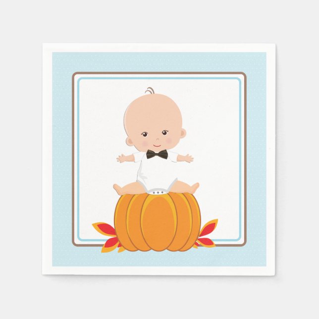 Boy Little Pumpkin Baby Shower Paper Napkins (Front)
