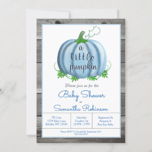 Boy Little Pumpkin Rustic Fall Baby Shower Invitation