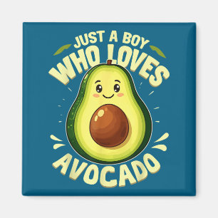 Boy Loves Avocado Fun Foodie Illustration Magnet