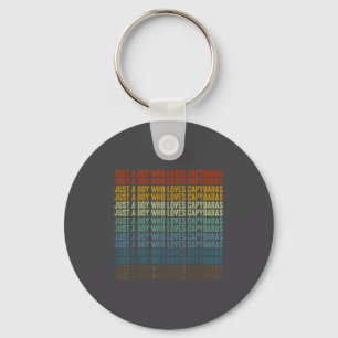 Boy Loves Capybaras Capybara Illustration Key Ring