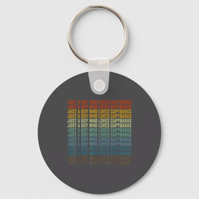 Boy Loves Capybaras Capybara Illustration Key Ring (Front)