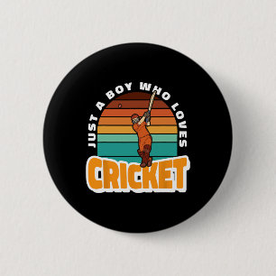 Boy Loves Cricket Costume Tsman Play Cricket Crick 6 Cm Round Badge