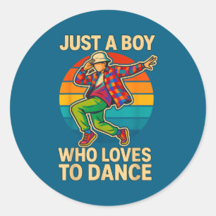 Boy Loves Dance Dancing Illustration Classic Round Sticker