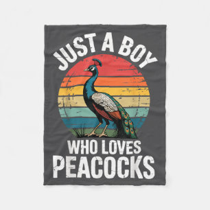 Boy Loves Peacocks Fleece Blanket