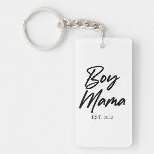 Boy Mama Custom Est. Year Minimal Mom Mother Mommy Key Ring
