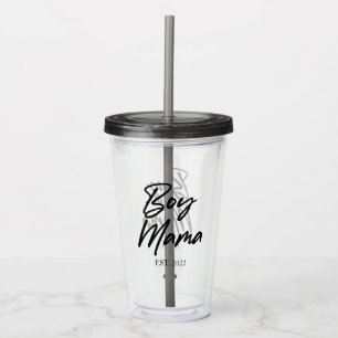 Boy Mama Custom Est. Year Minimal Mum Mother Mummy Acrylic Tumbler
