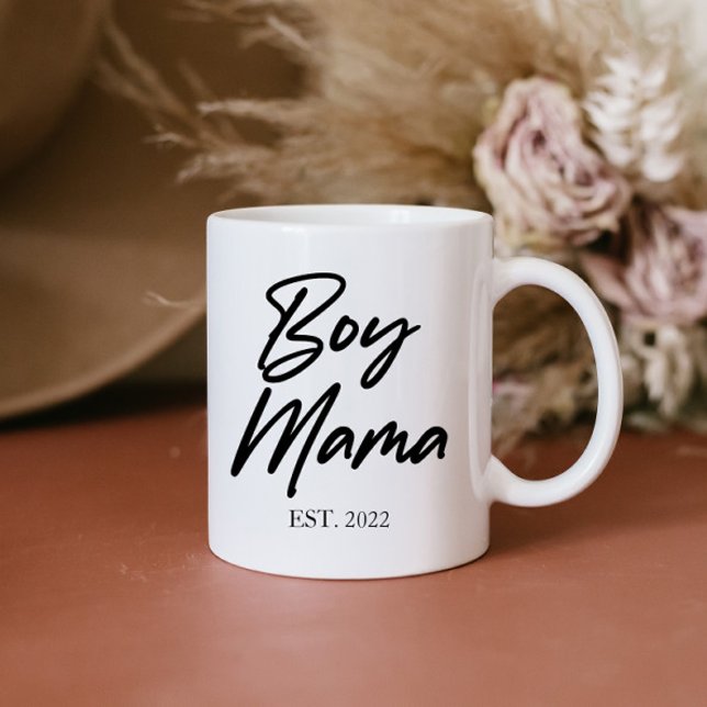 Boy Mama Custom Est. Year Minimal Mum Mother Mummy Coffee Mug (Creator Uploaded)