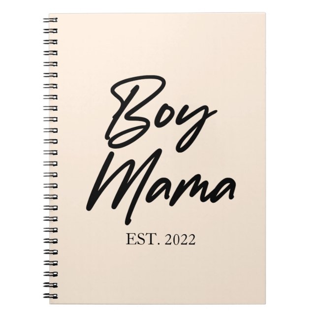 Boy Mama Custom Est. Year Minimal Mum Mother Mummy Notebook (Front)