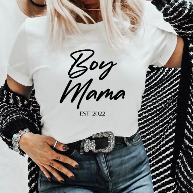 Boy Mama Custom Est. Year Minimal Mum Mother Mummy T-Shirt (Creator Uploaded)