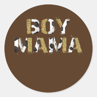Boy Mama For Women Leopard Print Soccer Theme Classic Round Sticker