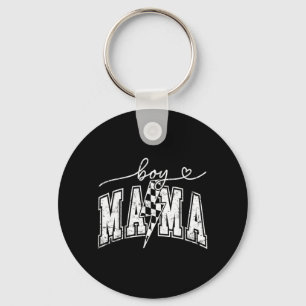 Boy Mama Lightning Bolt Chequered Mothers Day Key Ring