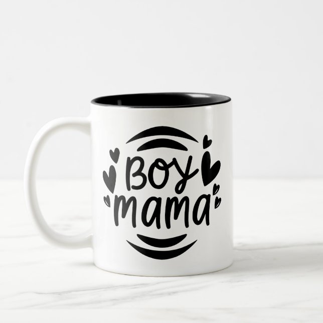 Boy Mama Mother's Day Mother Two-Tone Coffee Mug (Left)