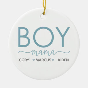 Boy Mama Personalised With Son's Names Ceramic Ornament