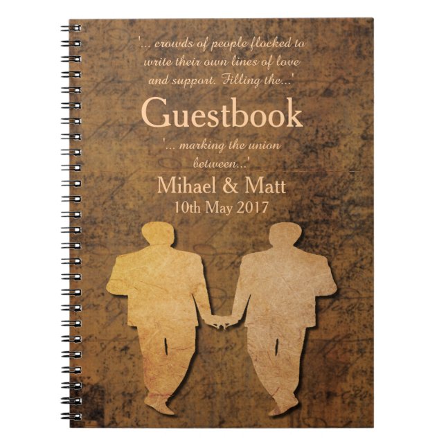 Boy Meets Boy Gay Wedding Love Story Guestbook Notebook (Front)