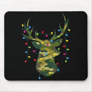 Boy Men Camo Deer Hunting Christmas Light Pajama P Mouse Pad