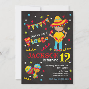 Boy Mexican Fiesta Birthday Invitation Chalkboard
