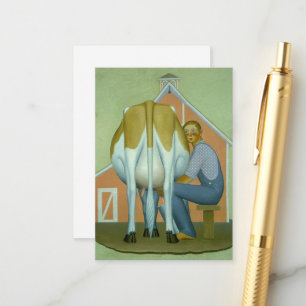Boy milking a Cow by Grant Wood Enclosure Card