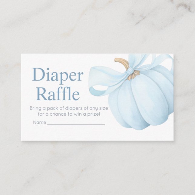 Boy Minimalist Little Pumpkin Baby Diaper Raffle Enclosure Card (Front)