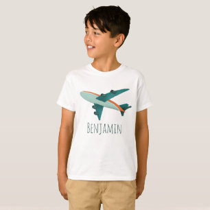 Boy Modern and Cute Blue Aeroplane Kids T-Shirt