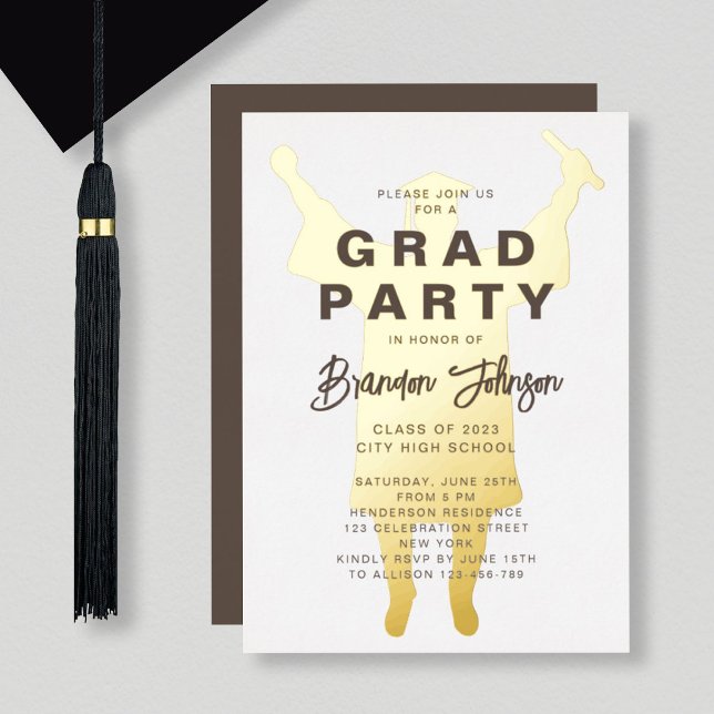 Boy Modern Brown Gold Graduation Party (Creator Uploaded)