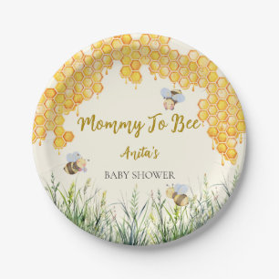 Boy Mommy to Bee Cute Bumblebee Baby Shower Paper Plate