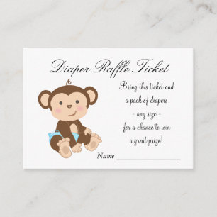 Boy Monkey Diaper Raffle Tickets Enclosure Card
