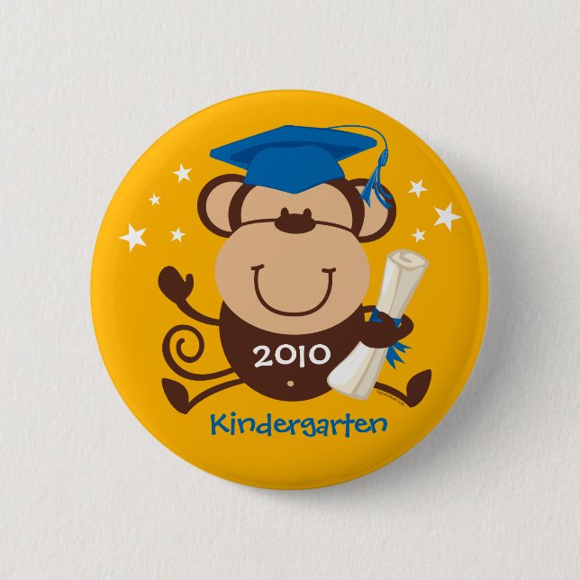 Boy Monkey Graduate Custom 6 Cm Round Badge (Front)