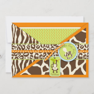 Boy Monkey Jungle Safari Baby Shower Invitation
