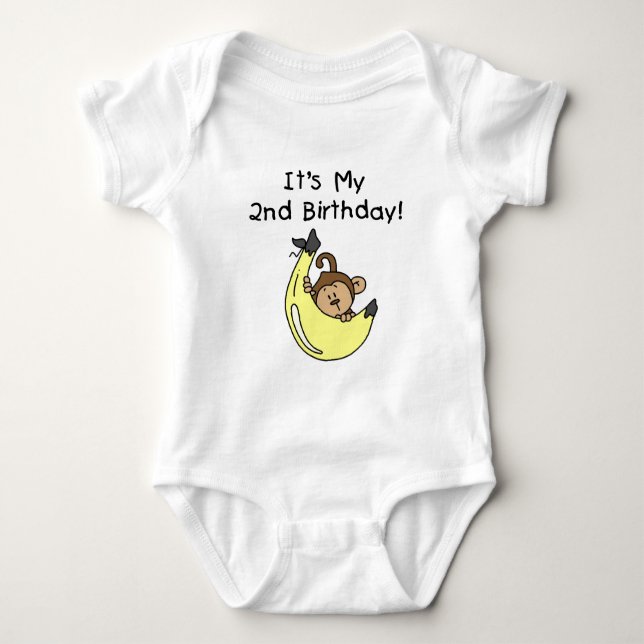 Boy Monkey on Banana 2nd Birthday Baby Bodysuit (Front)