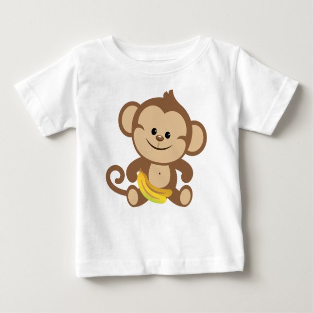 Boy Monkey With Banana Baby T-Shirt (Front)
