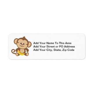 Boy Monkey With Banana Return Address Label
