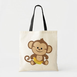 Boy Monkey With Banana Tote Bag