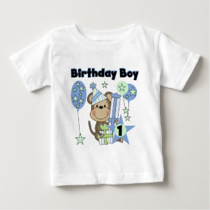 Boy Monkey With Gifts 1st Birthday Baby T-Shirt