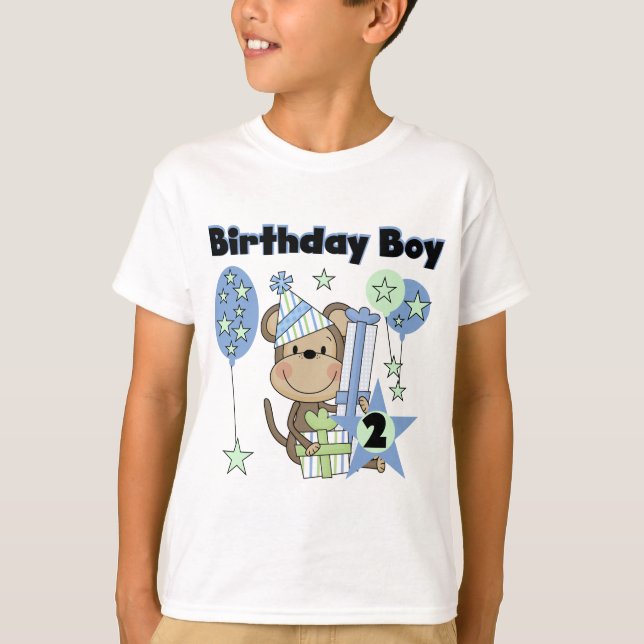 Boy Monkey With Gifts 2nd Birthday Tshirts (Front)