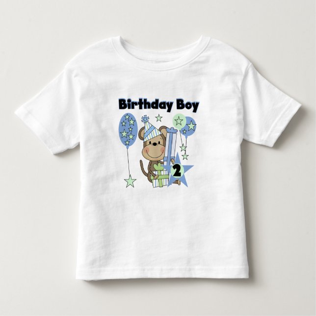 Boy Monkey With Gifts 2nd Birthday Tshirts (Front)